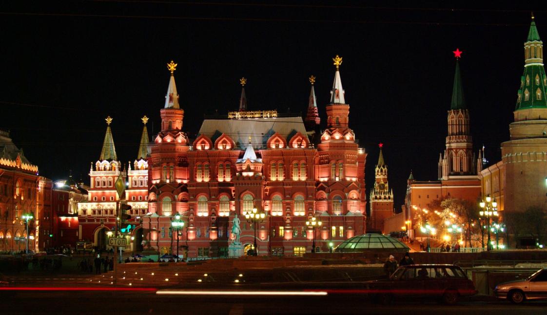 history museum kremlin night view wide full